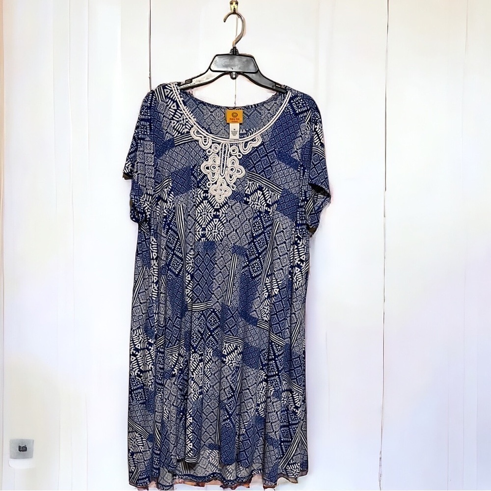 Ruby Rd shift dress . Blue/ white, sz 1X
